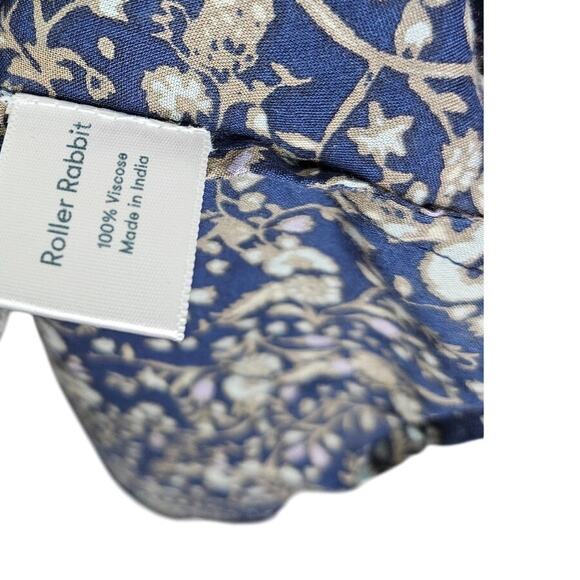 Roller Rabbit L Navy Blue Paisley Floral Boho Tassel Dress Long Sleeve Flutter - Picture 3 of 4